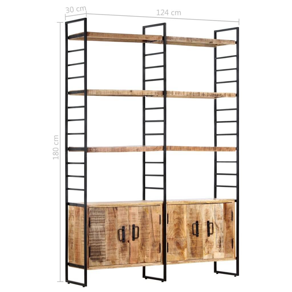 vidaXL Bücherregal 4 Ebenen 124x30x180 cm Raues Mangoholz