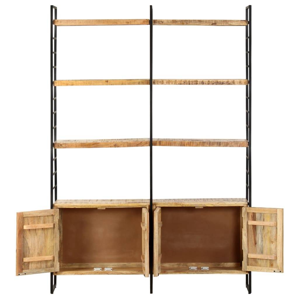 vidaXL Bücherregal 4 Ebenen 124x30x180 cm Raues Mangoholz