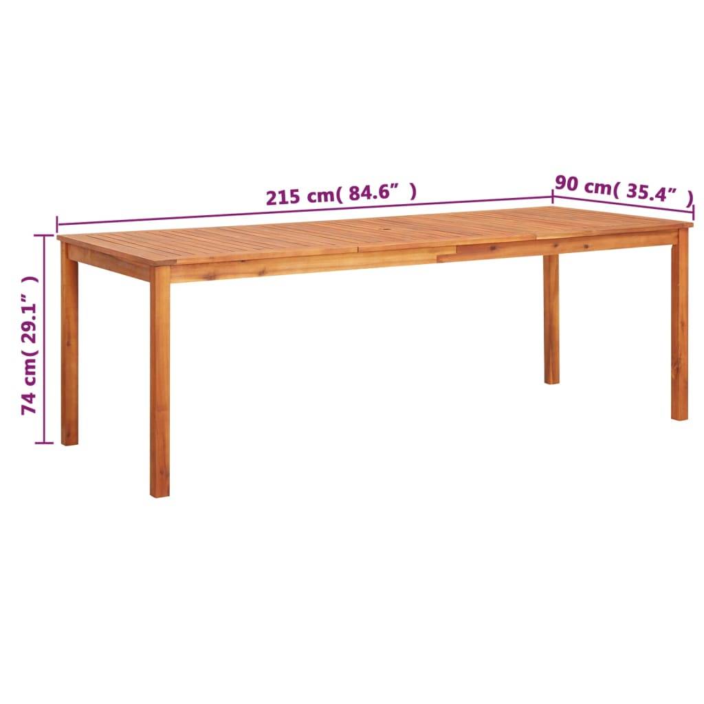 vidaXL Gartentisch 215x90x74 cm Akazie Massivholz