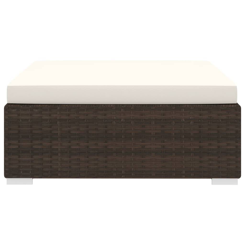vidaXL Modular-Fußhocker 1 Stk. + Auflagen Poly Rattan Braun