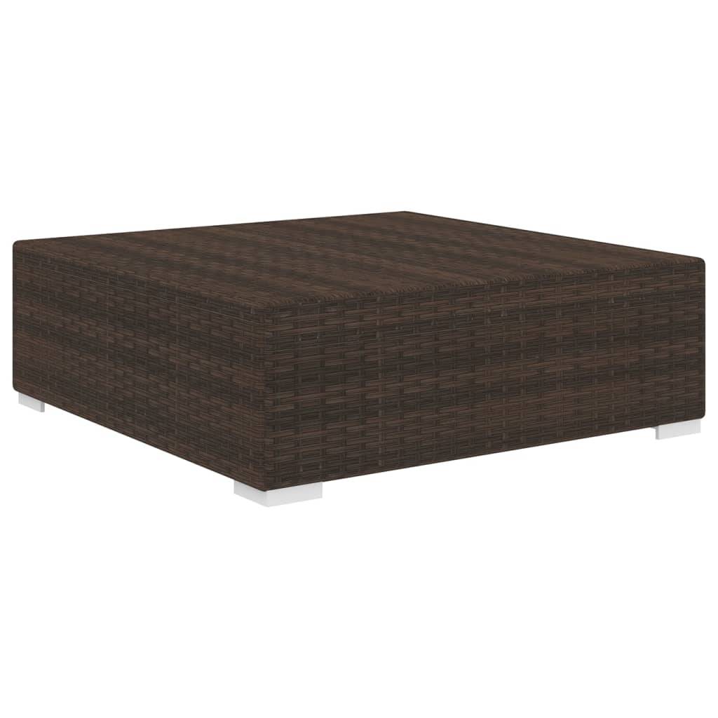 vidaXL Modular-Fußhocker 1 Stk. + Auflagen Poly Rattan Braun