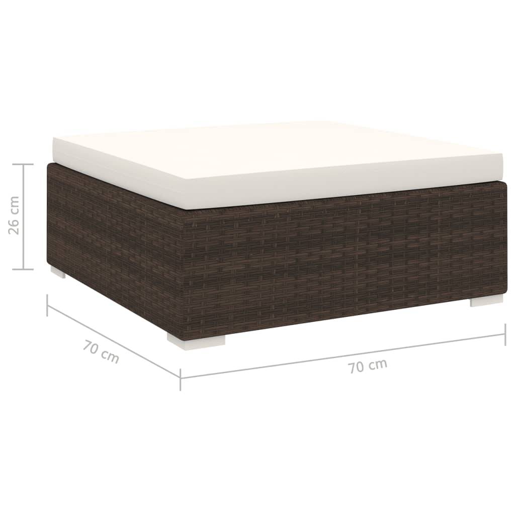 vidaXL Modular-Fußhocker 1 Stk. + Auflagen Poly Rattan Braun