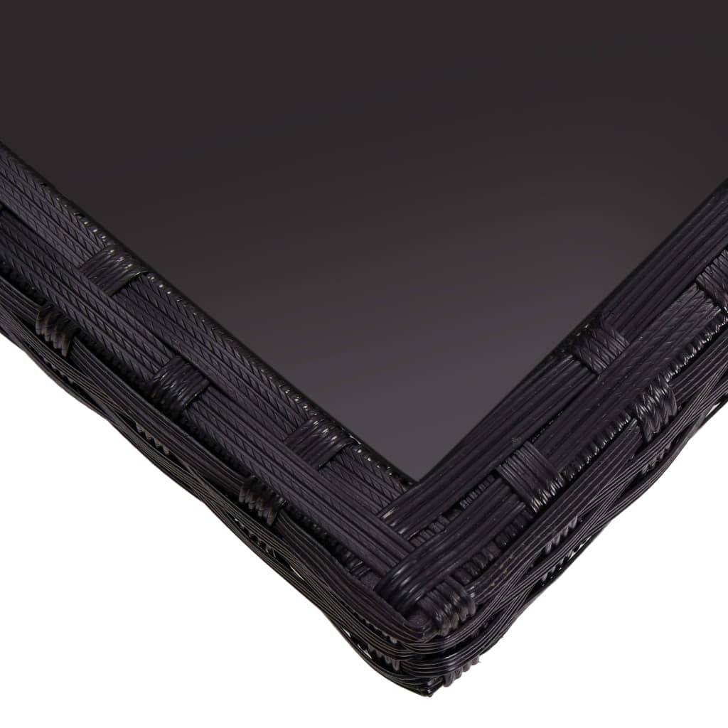 vidaXL Garten-Esstisch Schwarz Poly Rattan und Glas