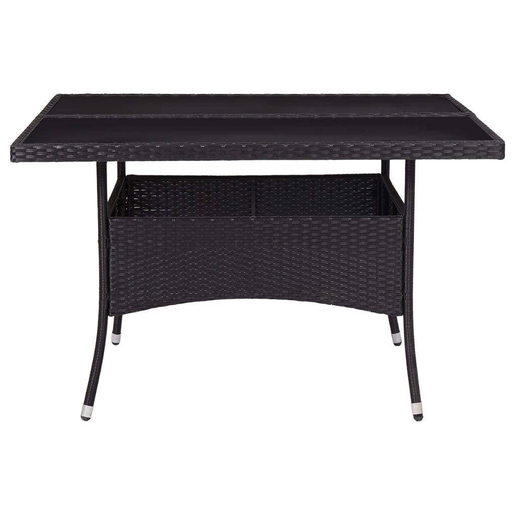 vidaXL Garten-Esstisch Schwarz Poly Rattan und Glas
