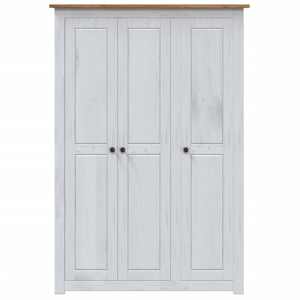 vidaXL Kleiderschrank 3-Türig Weiß 118×50×171,5 cm Kiefer Panama Serie