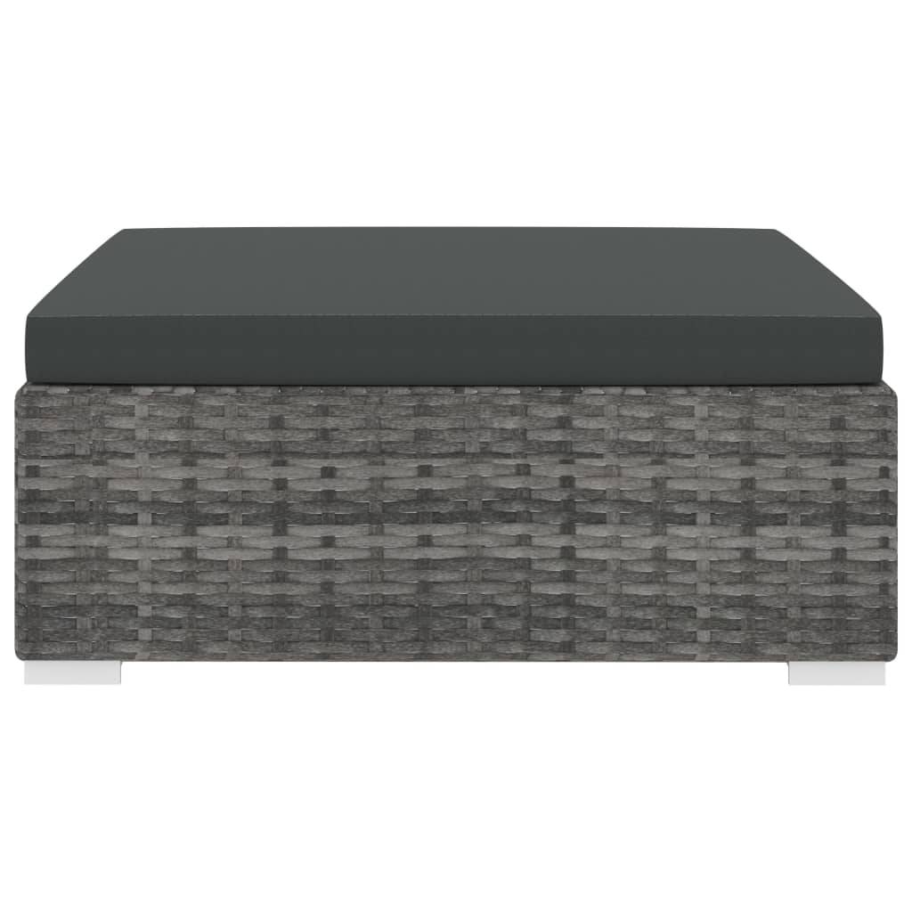 vidaXL Modular-Fußhocker 1 Stk. + Auflagen Poly Rattan Grau