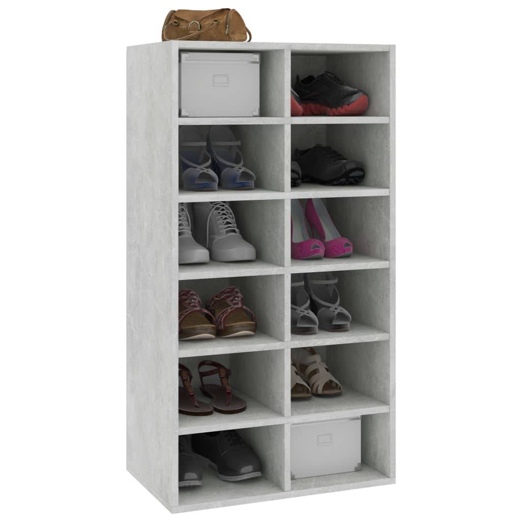 vidaXL Schuhregal Betongrau 54x34x100,5 cm Holzwerkstoff