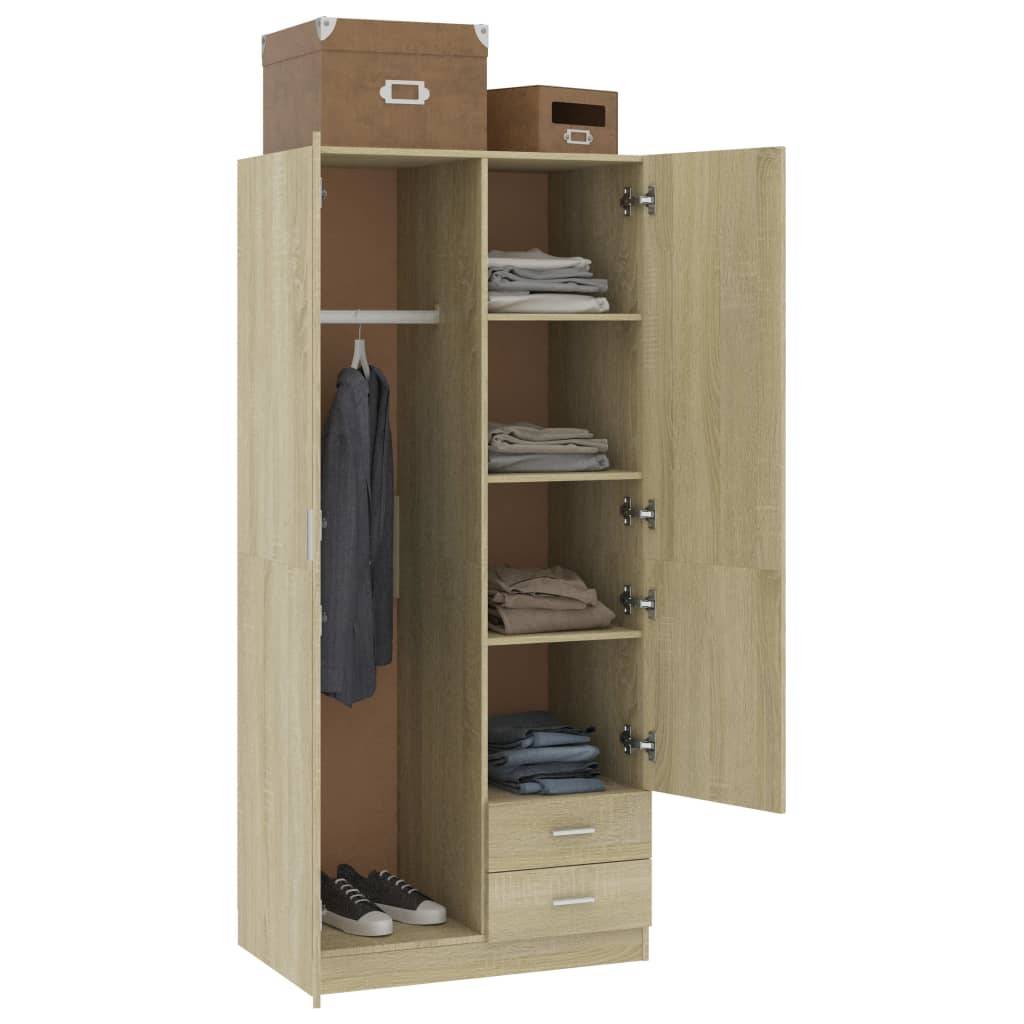 vidaXL Kleiderschrank Sonoma-Eiche 80x52x180 cm Holzwerkstoff