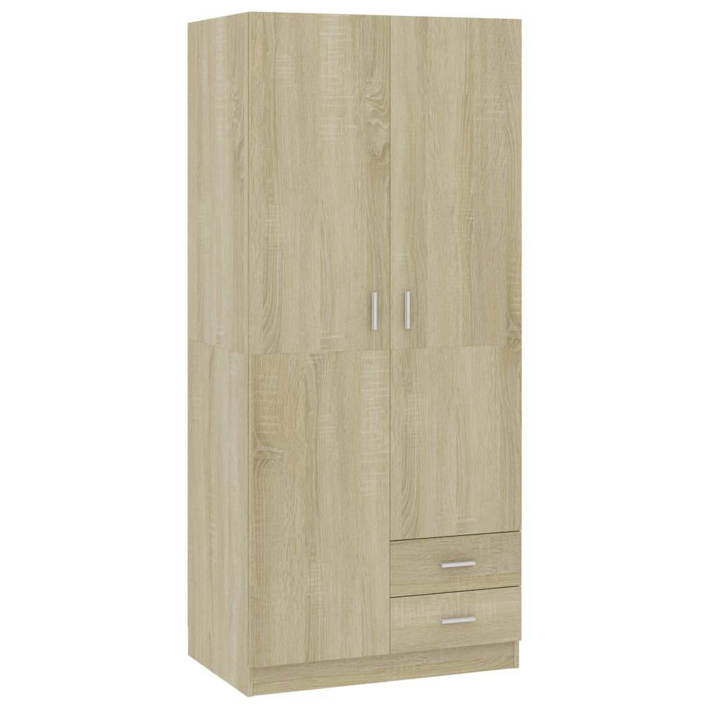 vidaXL Kleiderschrank Sonoma-Eiche 80x52x180 cm Holzwerkstoff