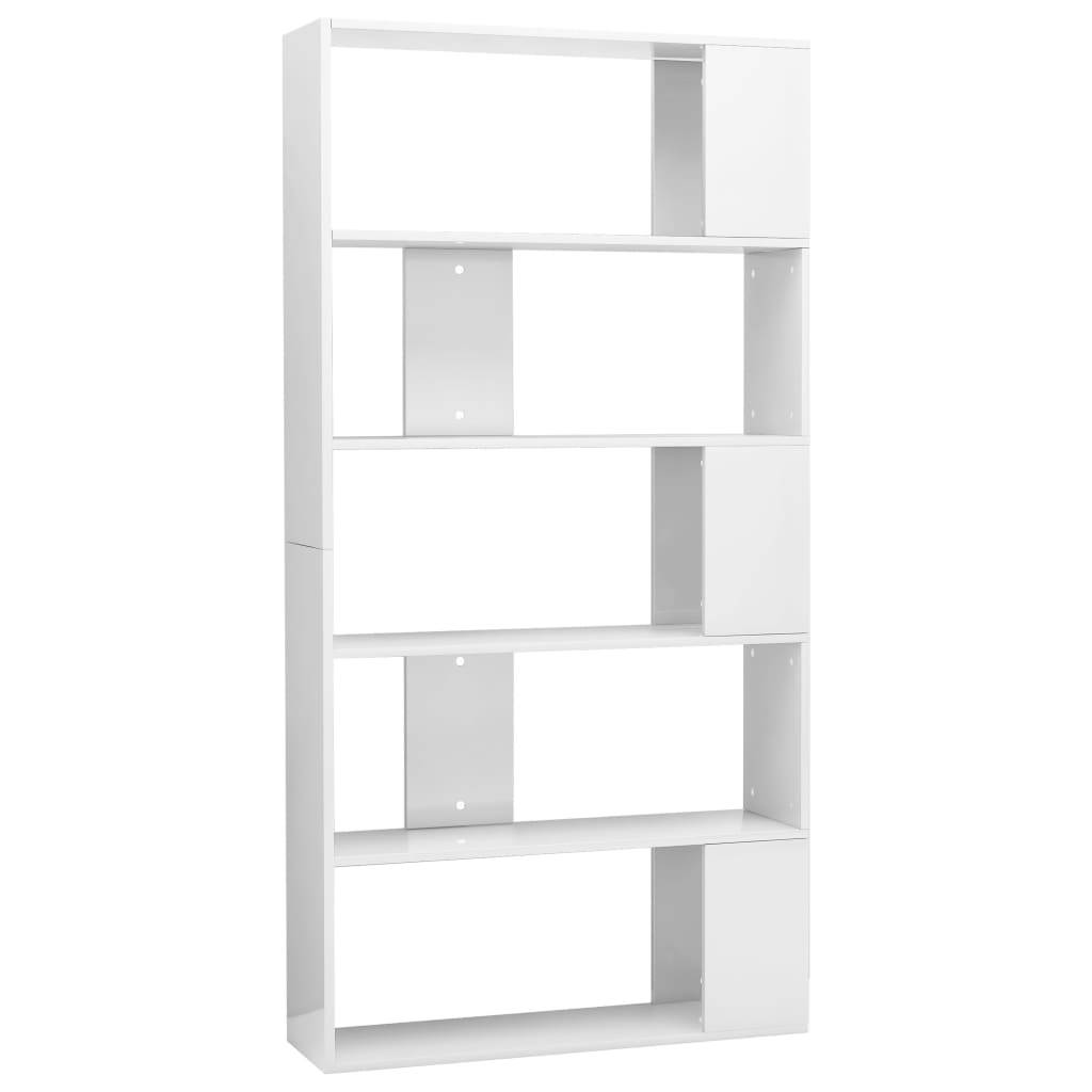 vidaXL Bücherregal/Raumteiler Hochglanz-Weiß 80x24x159 cm