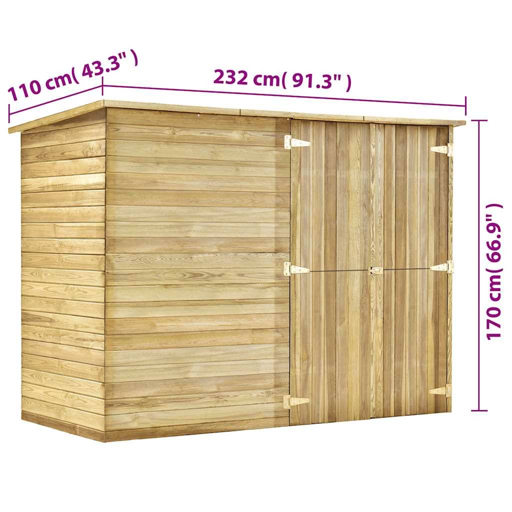 vidaXL Garten-Gerätehaus 232 x 110 x 170 cm Kiefernholz Imprägniert