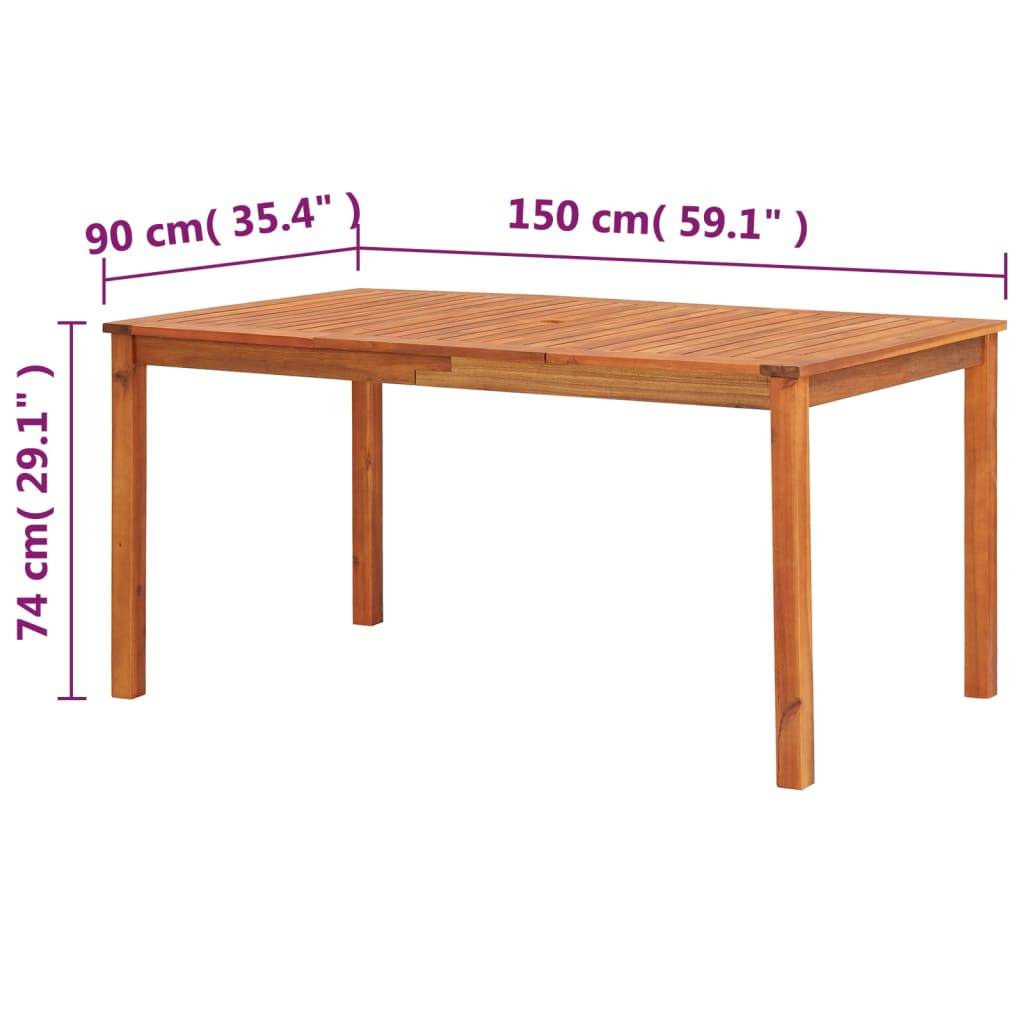 vidaXL Gartentisch 150x90x74 cm Massivholz Akazie