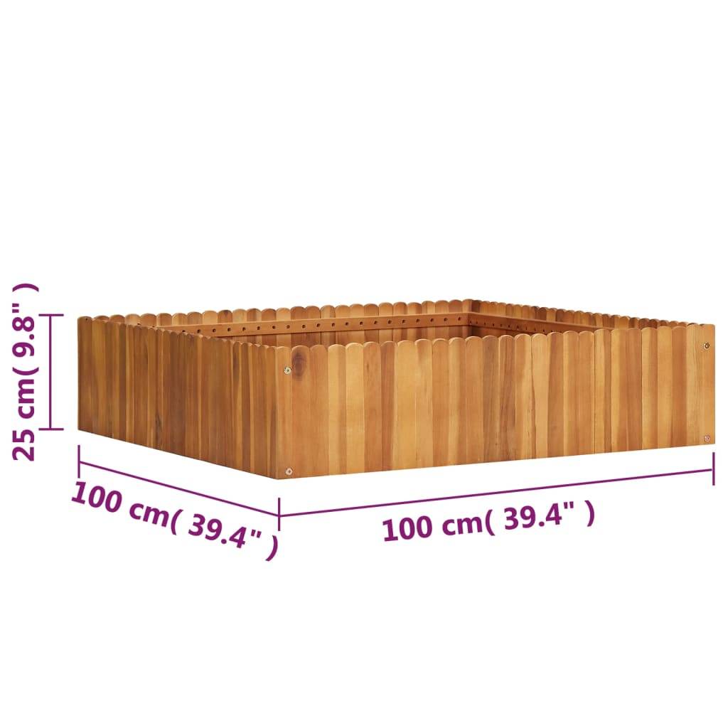 vidaXL Garten-Hochbeet 100 x 100 x 25 cm Massivholz Akazie