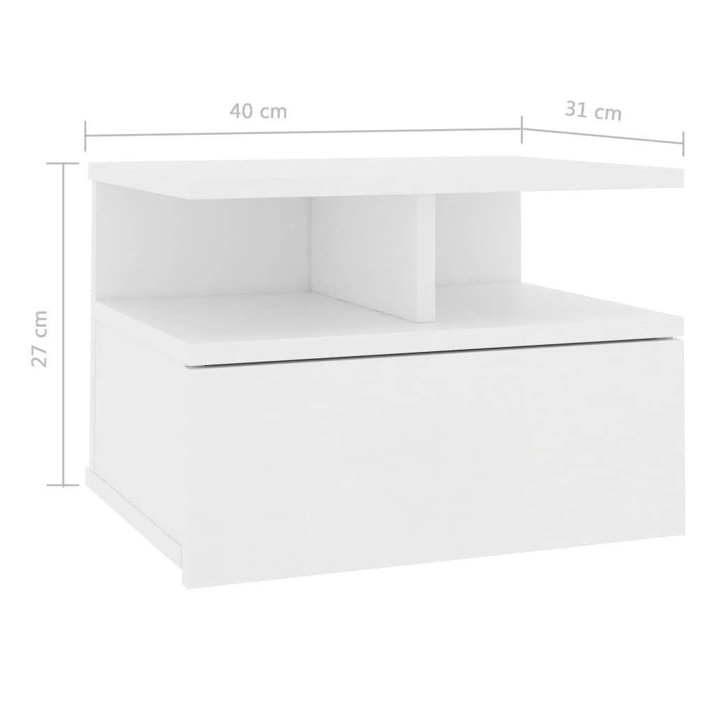 vidaXL Hängender Nachttisch Weiß 40x31x27 cm Holzwerkstoff