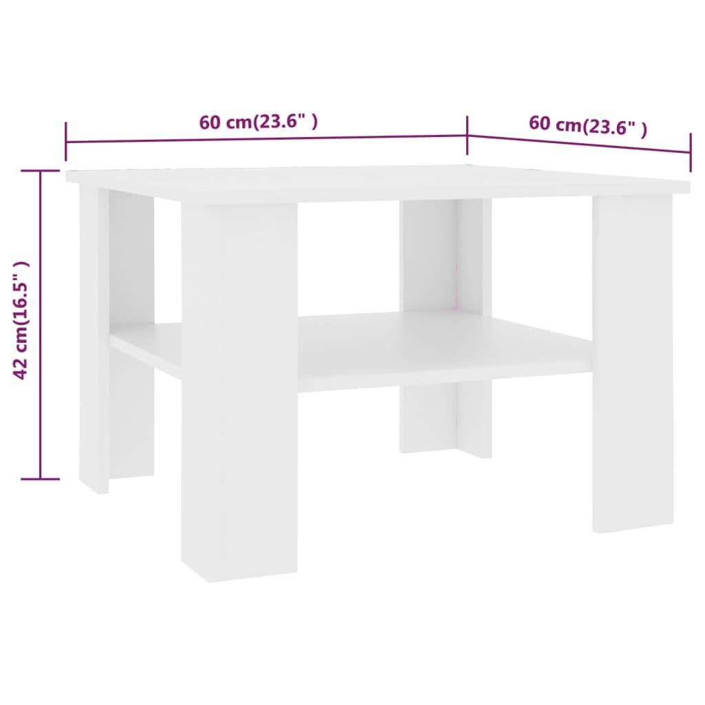vidaXL Couchtisch Weiß 60x60x42 cm Holzwerkstoff