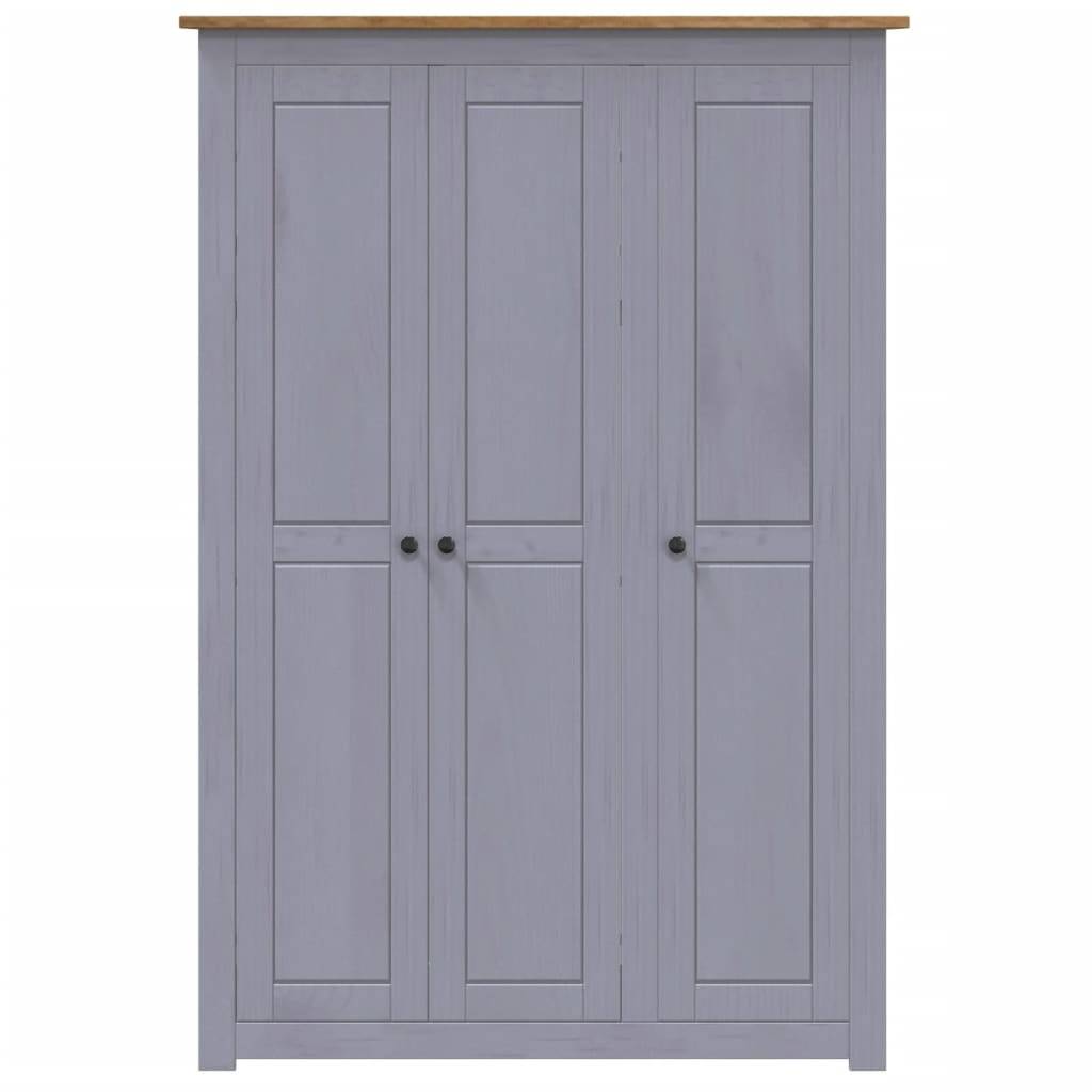vidaXL Kleiderschrank 3-Türig Grau 118×50×171,5 cm Kiefer Panama Serie