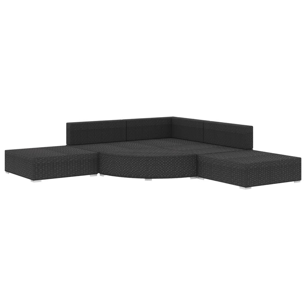vidaXL 6-tlg. Garten-Lounge-Set mit Auflagen Poly Rattan Schwarz
