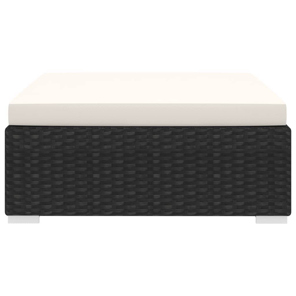 vidaXL Modular-Fußhocker 1 Stk. + Auflagen Poly Rattan Schwarz