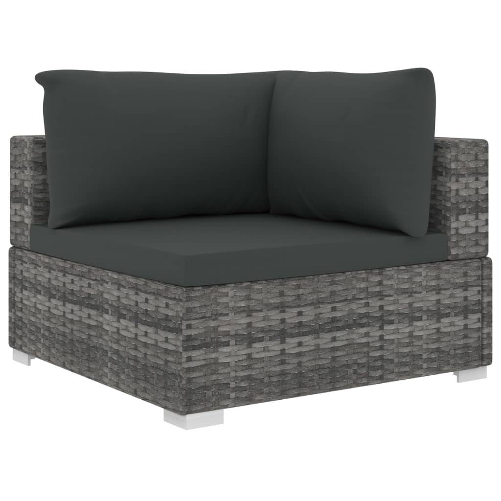 vidaXL 5-tlg. Garten-Lounge-Set mit Auflagen Poly Rattan Grau