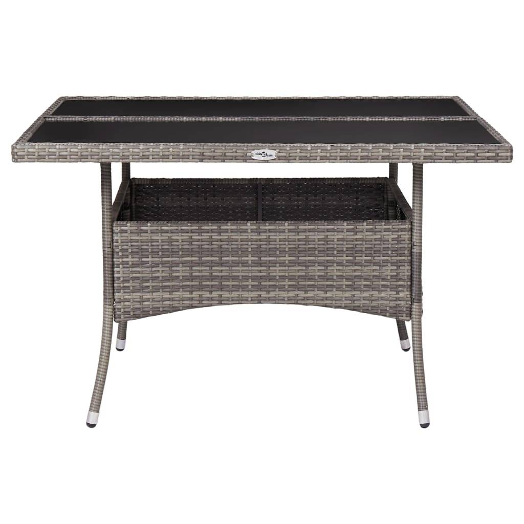 vidaXL Garten-Esstisch Grau Poly Rattan und Glas