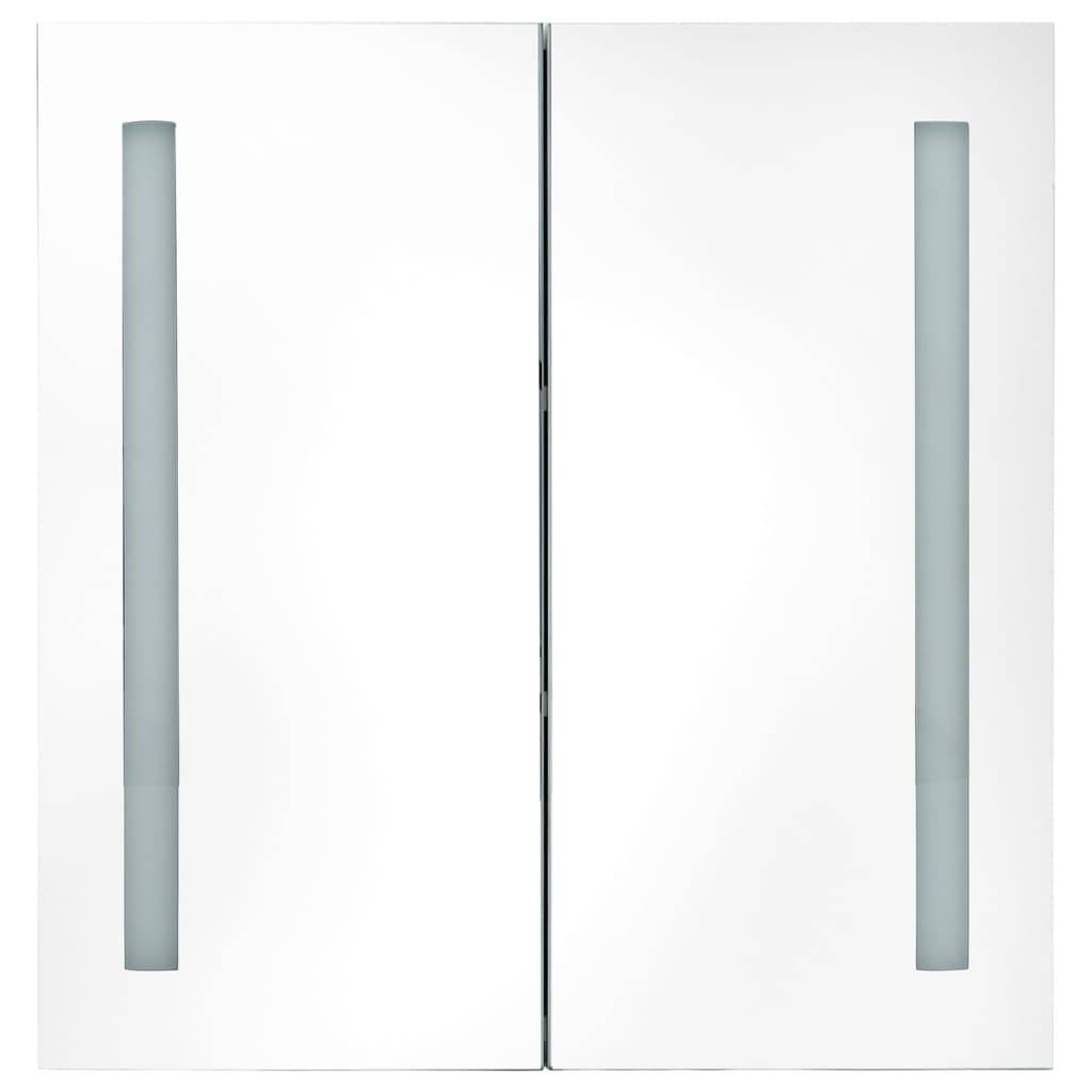 vidaXL LED-Bad-Spiegelschrank Betongrau 62x14x60 cm