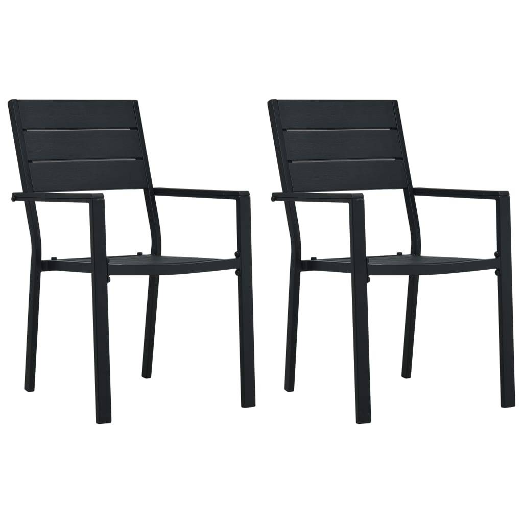 vidaXL Gartenstühle 2 Stk. Schwarz HDPE Holz-Optik