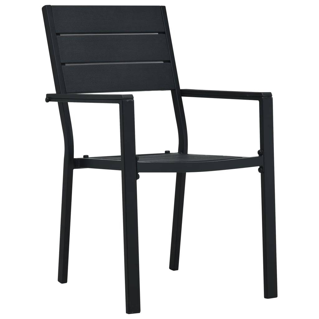 vidaXL Gartenstühle 2 Stk. Schwarz HDPE Holz-Optik