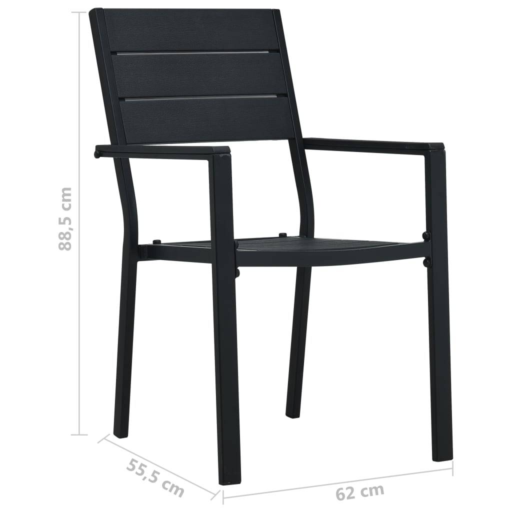 vidaXL Gartenstühle 2 Stk. Schwarz HDPE Holz-Optik