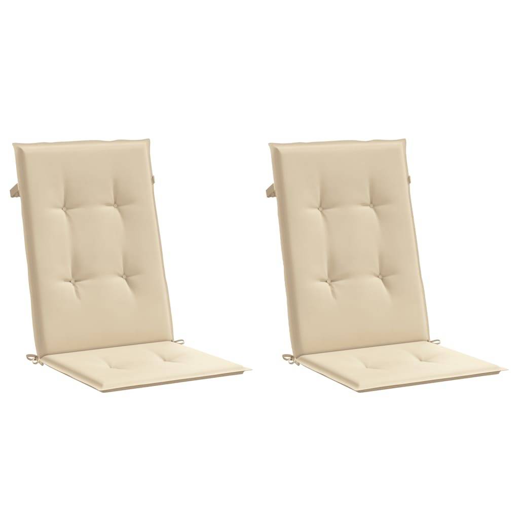 vidaXL Gartenstuhlauflagen für Hochlehner 2Stk. Beige 120x50x3cm Stoff