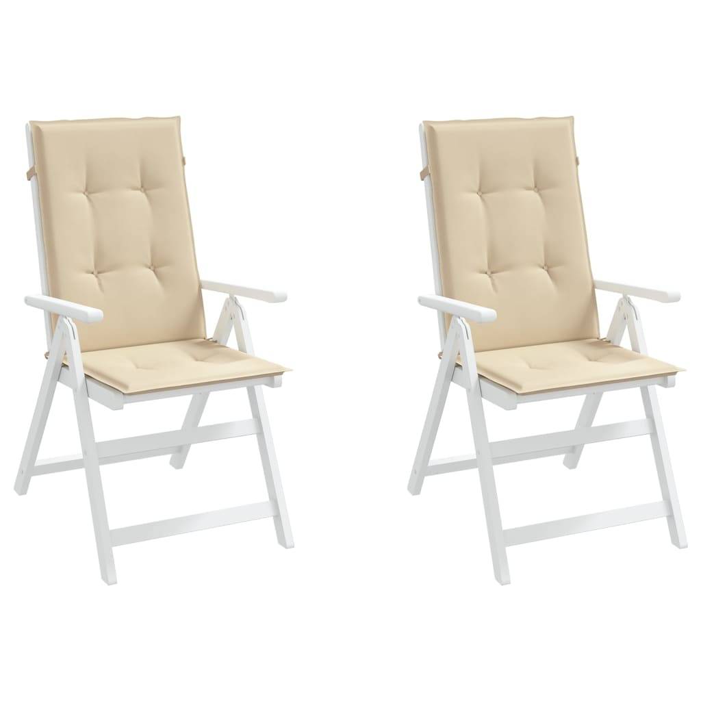 vidaXL Gartenstuhlauflagen für Hochlehner 2Stk. Beige 120x50x3cm Stoff