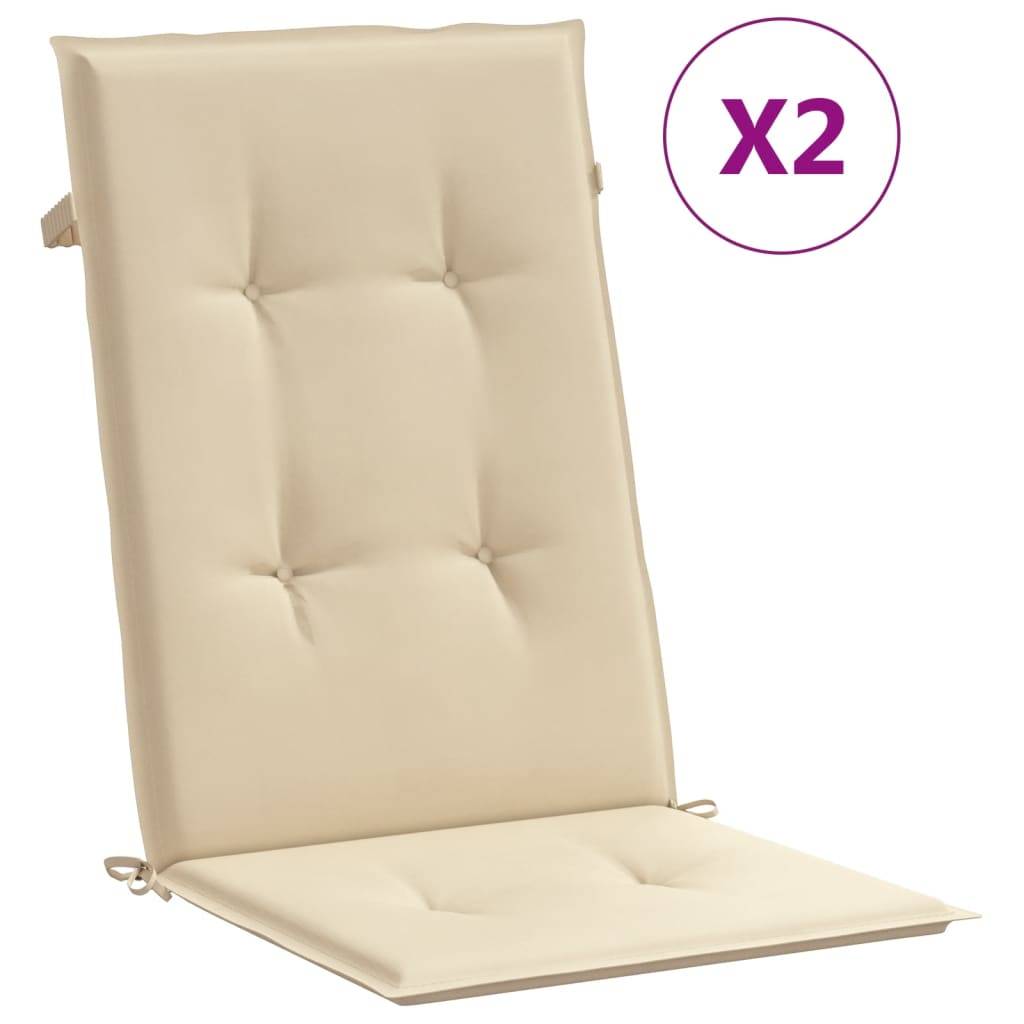 vidaXL Gartenstuhlauflagen für Hochlehner 2Stk. Beige 120x50x3cm Stoff