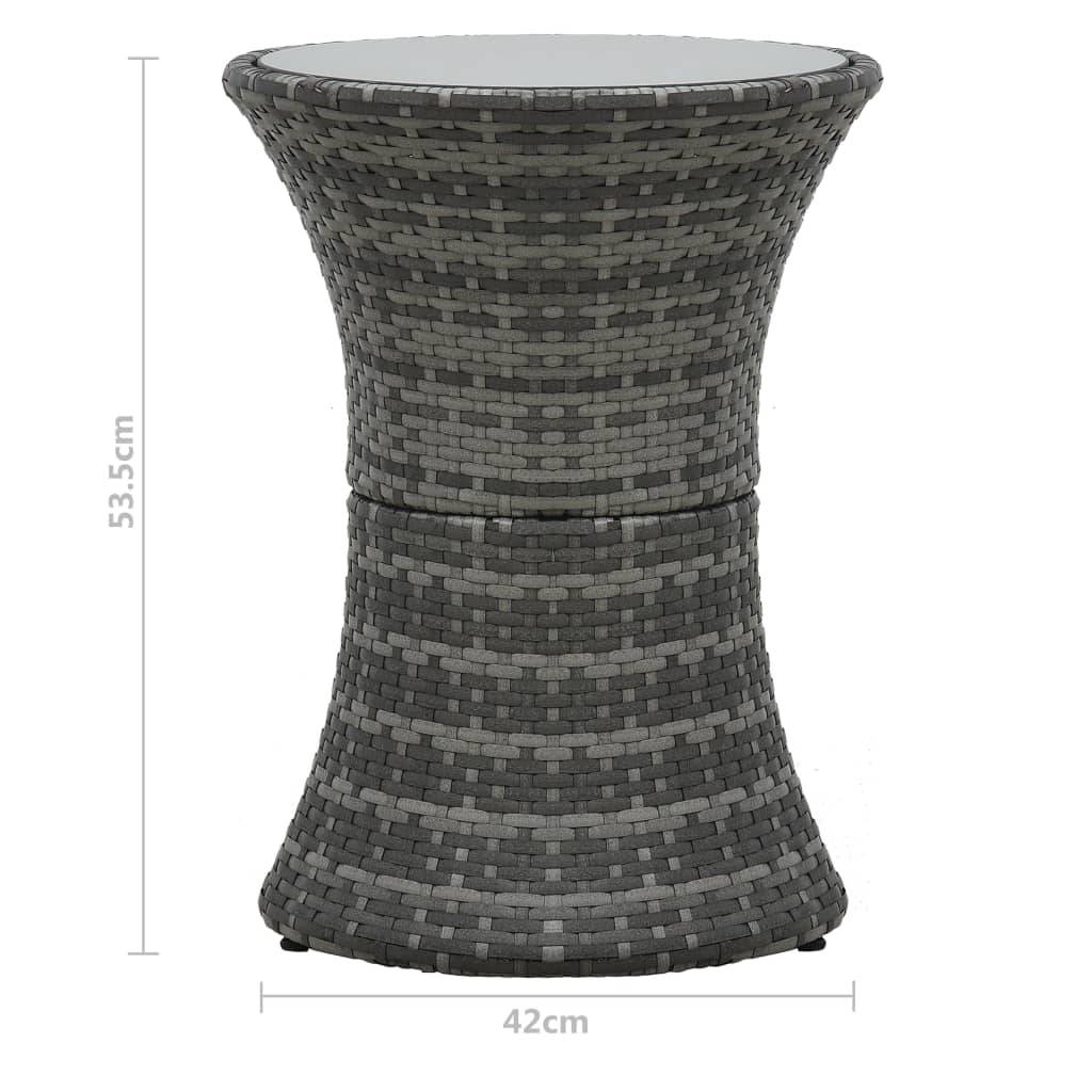 vidaXL 3-tlg. Bistro-Set mit Auflagen Poly Rattan Grau