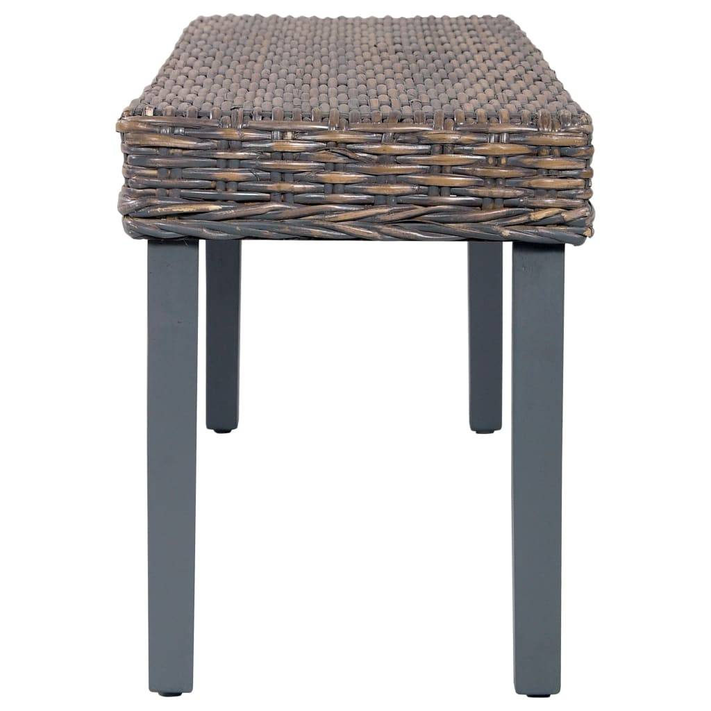 vidaXL Sitzbank 110 cm Grau Natur Kubu-Rattan und Massivholz Mahagoni
