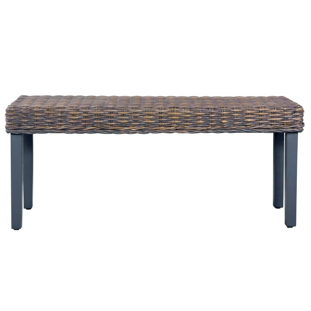vidaXL Sitzbank 110 cm Grau Natur Kubu-Rattan und Massivholz Mahagoni