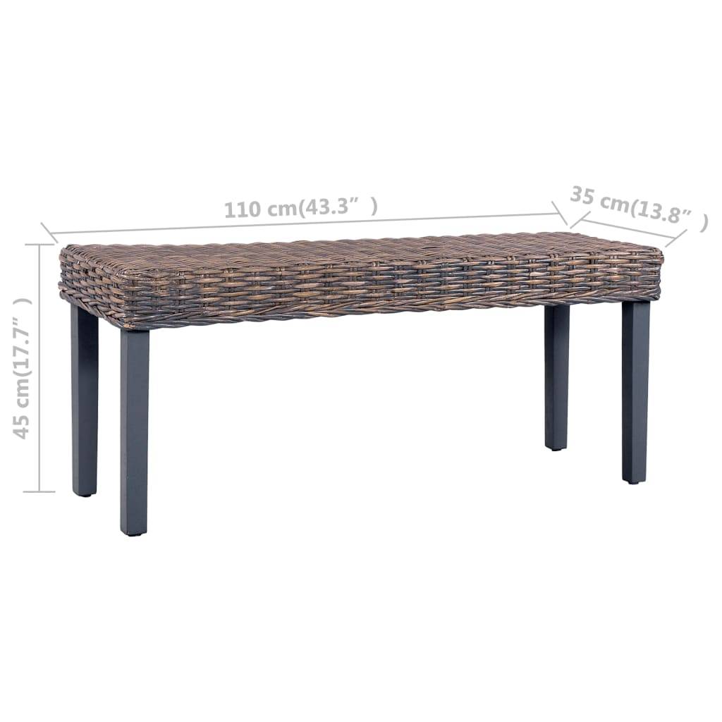 vidaXL Sitzbank 110 cm Grau Natur Kubu-Rattan und Massivholz Mahagoni