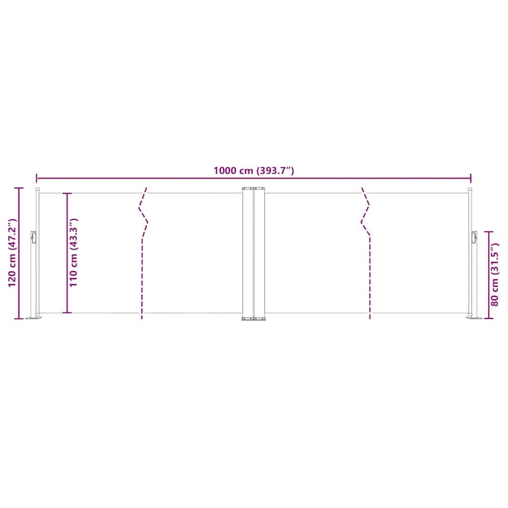 vidaXL Ausziehbare Seitenmarkise Rot 120 x 1000 cm