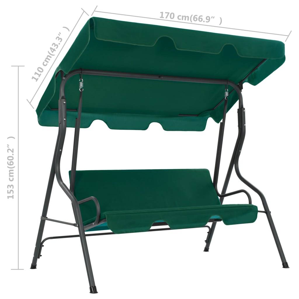 vidaXL Hollywoodschaukel Grün 170×110×153 cm Stoff