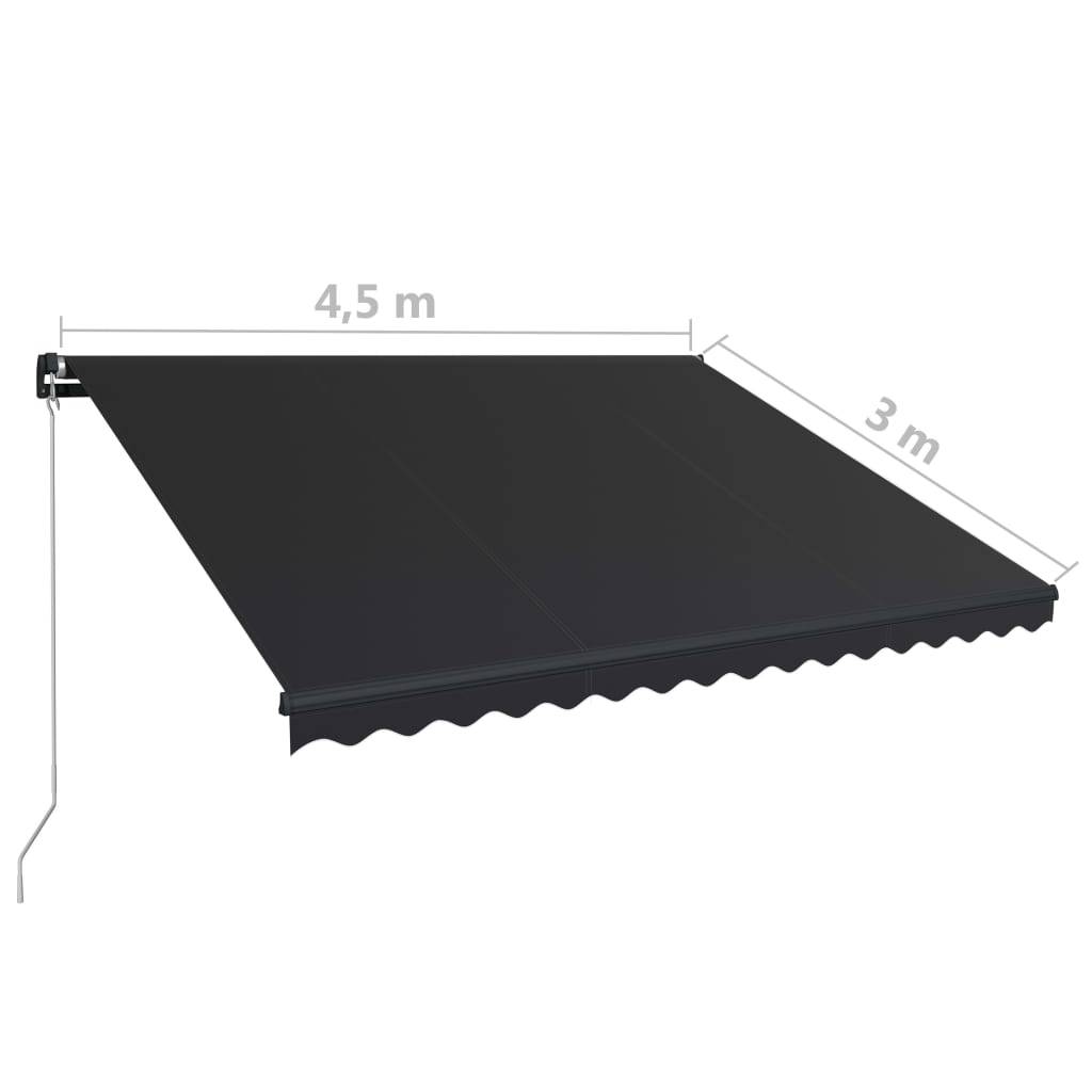 vidaXL Einziehbare Markise Handbetrieben 450 x 300 cm Anthrazit