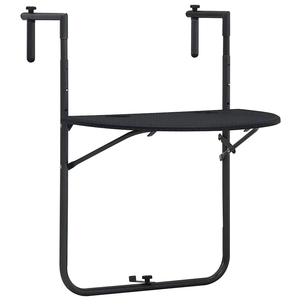 vidaXL Balkon-Hängetisch Schwarz 60x64x83,5 cm Kunststoff Rattan-Optik