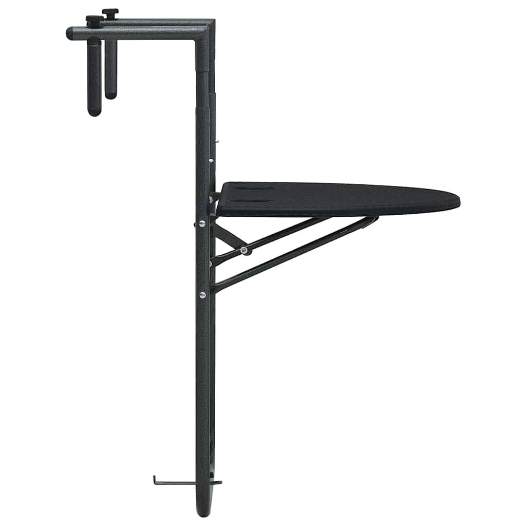 vidaXL Balkon-Hängetisch Schwarz 60x64x83,5 cm Kunststoff Rattan-Optik