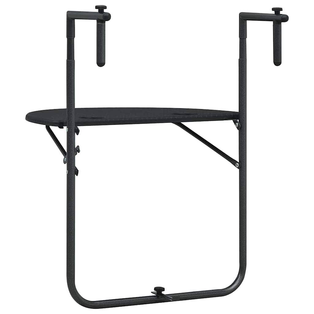 vidaXL Balkon-Hängetisch Schwarz 60x64x83,5 cm Kunststoff Rattan-Optik