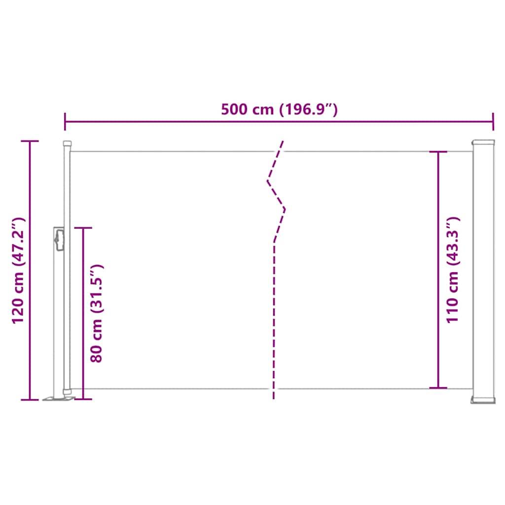 vidaXL Ausziehbare Seitenmarkise 120×500 cm Creme
