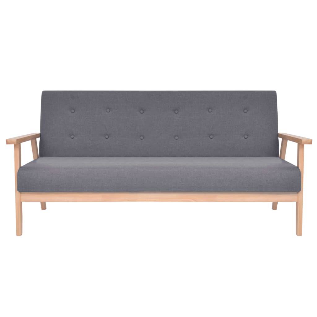 vidaXL Sofa-Set 3-tlg. Stoff Dunkelgrau