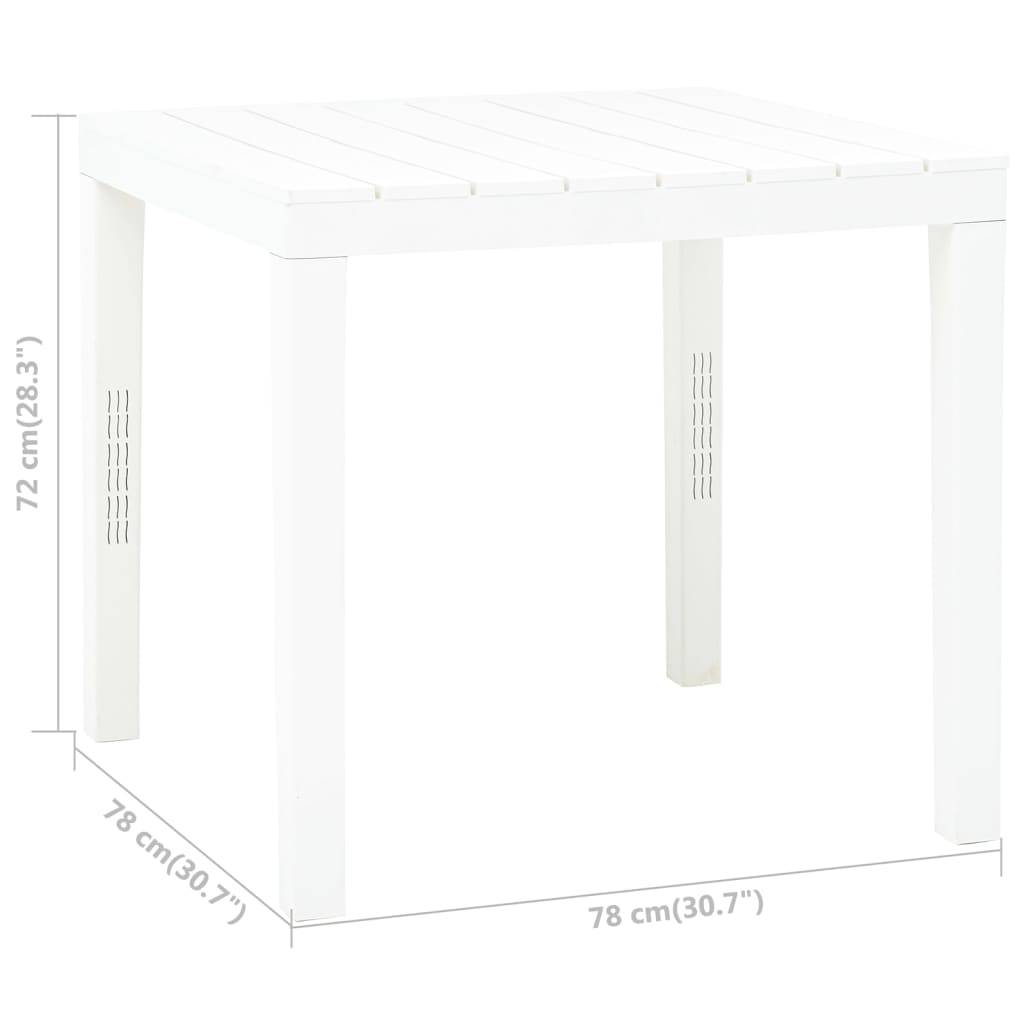 vidaXL Gartentisch Weiß 78x78x72 cm Kunststoff