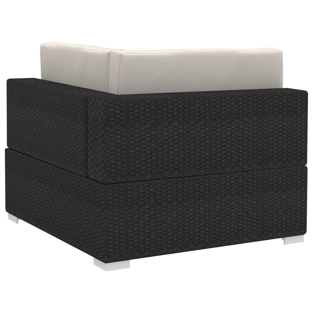 vidaXL Ecksofas 2 Stk. mit Auflagen Poly Rattan Schwarz