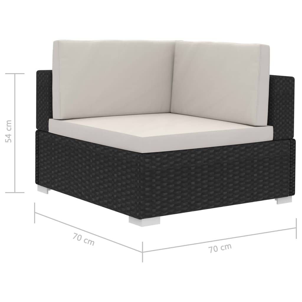 vidaXL Ecksofas 2 Stk. mit Auflagen Poly Rattan Schwarz