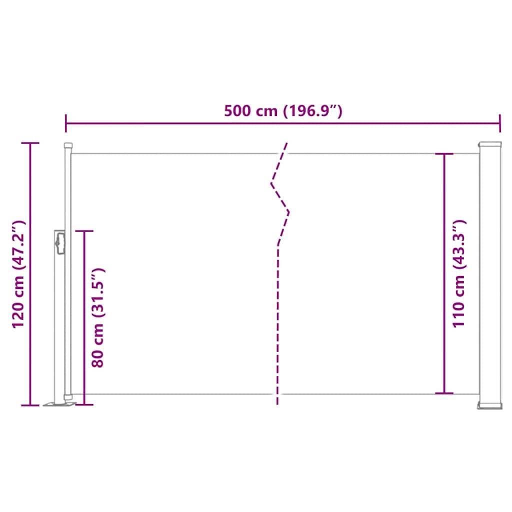 vidaXL Ausziehbare Seitenmarkise 120×500 cm Rot