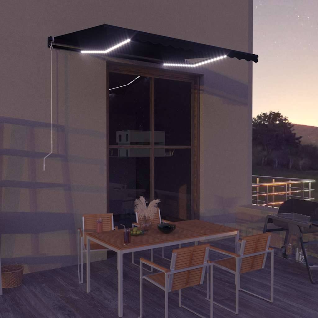 vidaXL Markise Manuell Einziehbar mit LED 350x250 cm Anthrazit