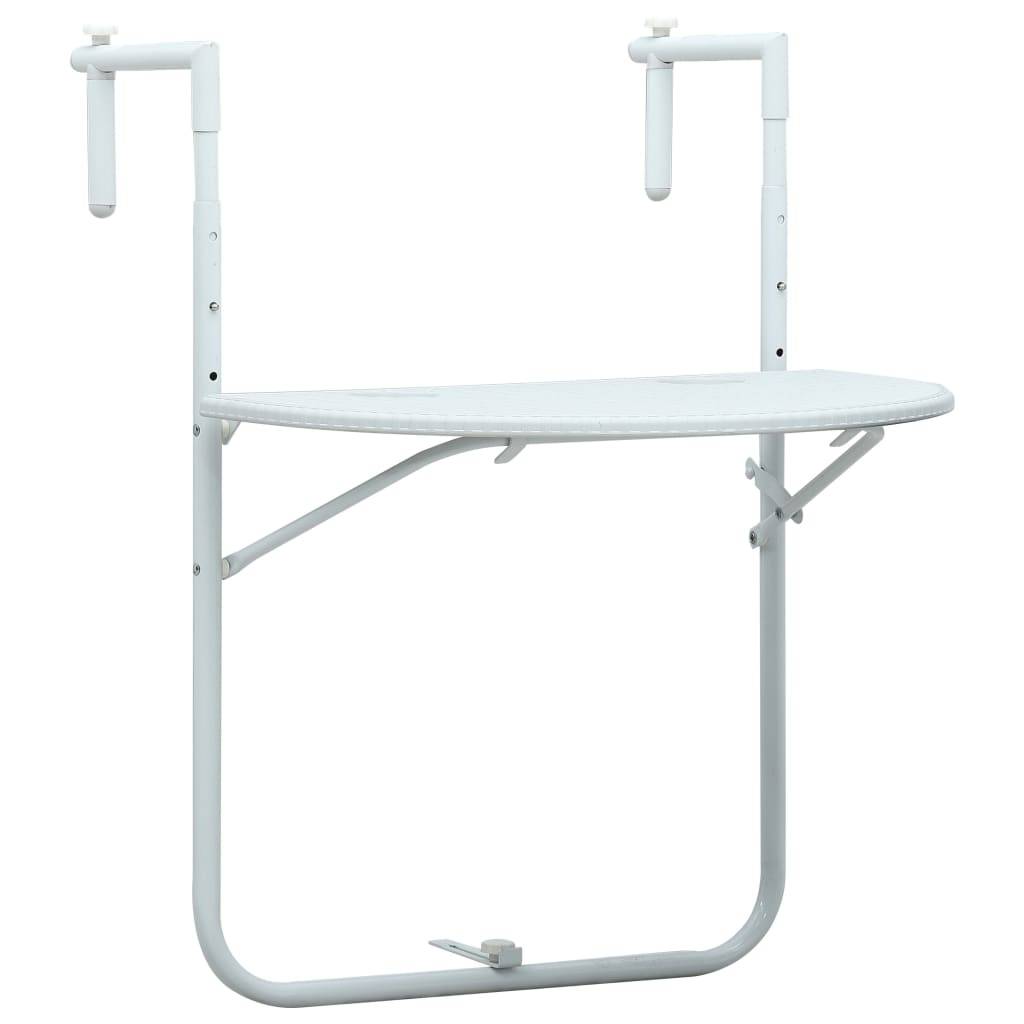 vidaXL Balkon-Hängetisch Weiß 60x64x83,5 cm Kunststoff Rattan-Optik