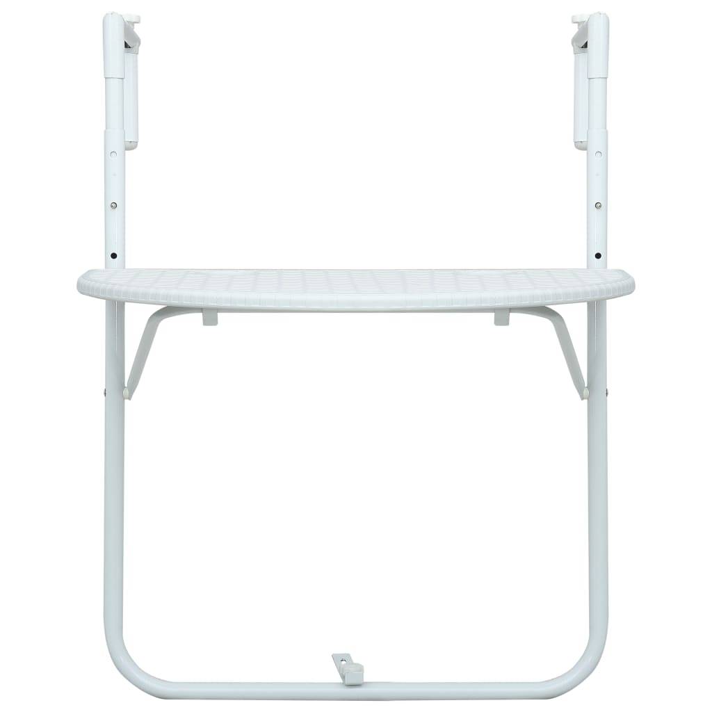 vidaXL Balkon-Hängetisch Weiß 60x64x83,5 cm Kunststoff Rattan-Optik
